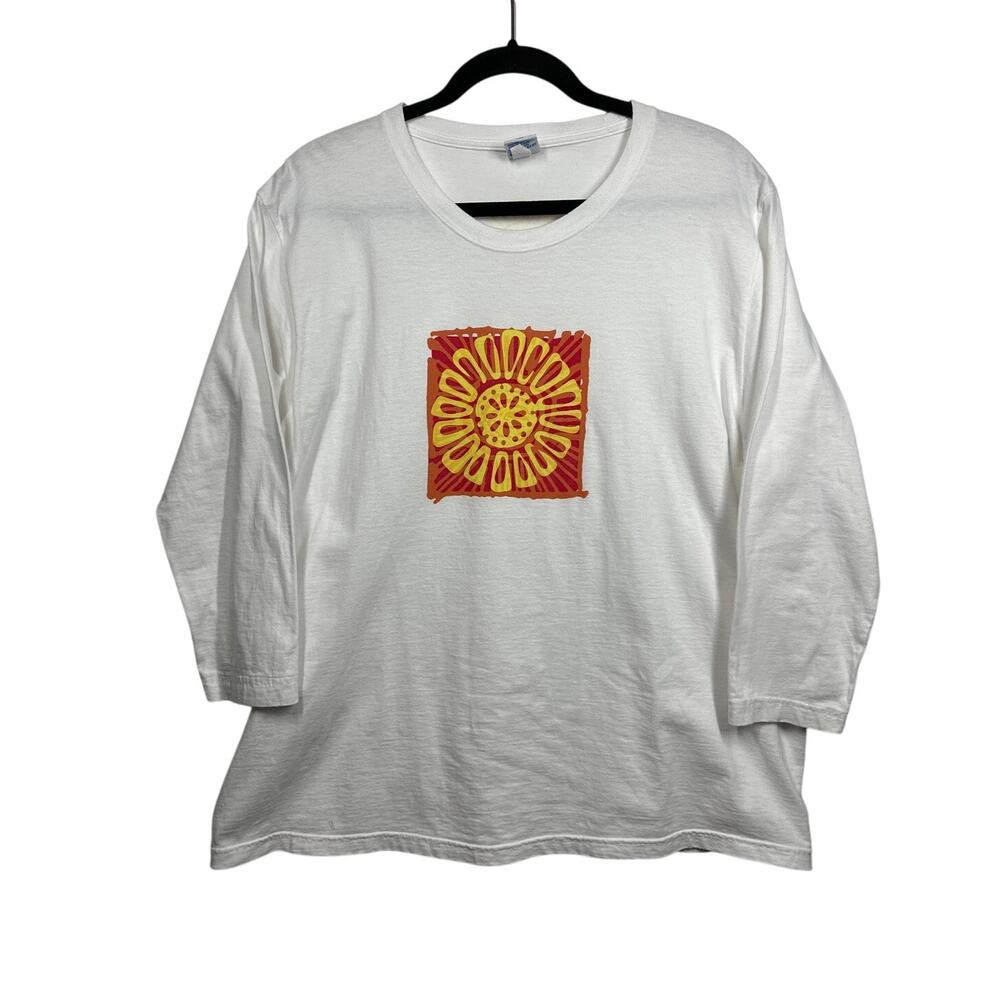 Crazy Shirts Hawaii Original 3/4 Sleeve Women's Sunburst T-Shirt White Size 2XL